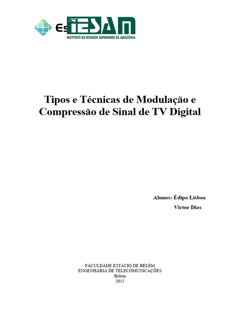 Modulação e Compressão em TV Digital | PDF | Multiplexação de divisão ...