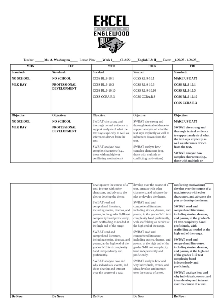 Semester 2 Week 1 Lesson Plan | PDF | Cognition | Writing