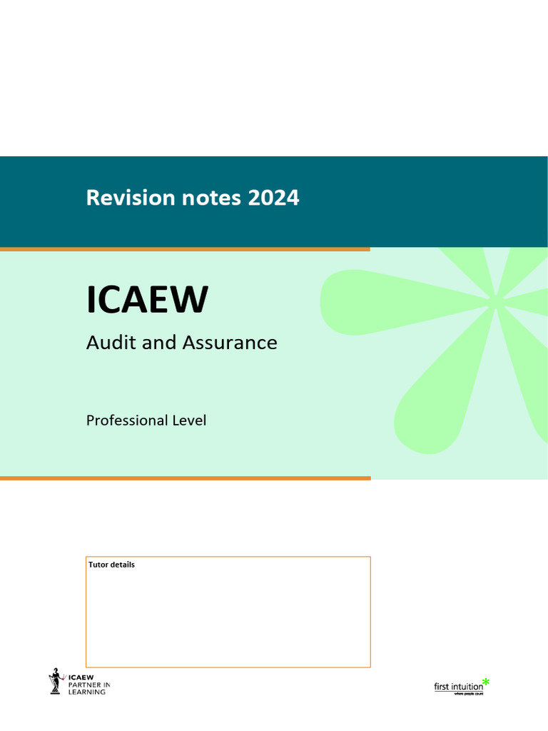 ICAEW AA RevNotes2024 | PDF | Audit | Internal Control