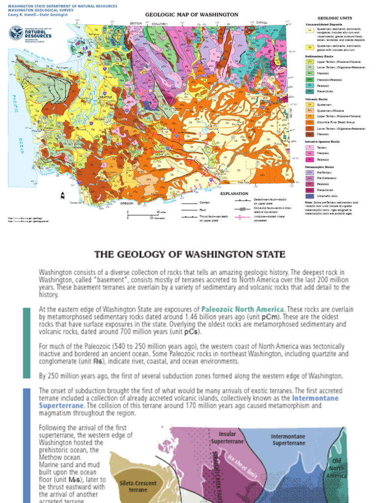 Geologic Map of Washington State | PDF | Geology | Earth Sciences
