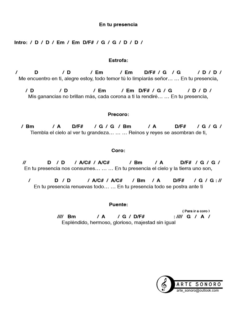 Letra y acordes: En tu presencia | PDF