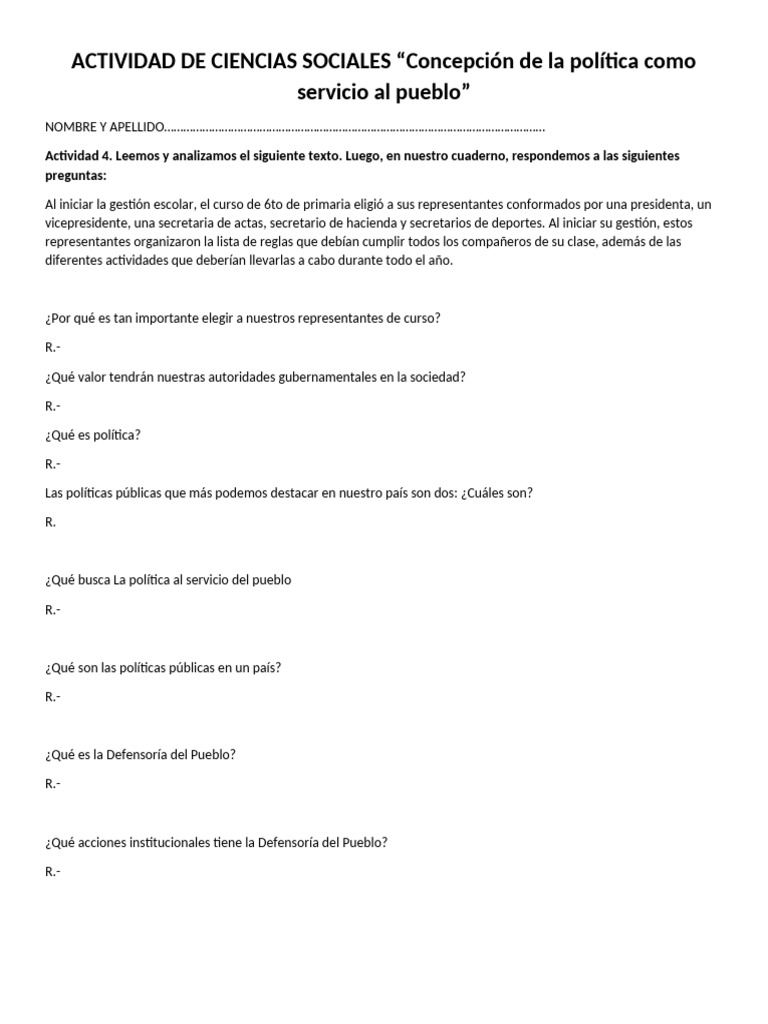 Actividad de Ciencias Sociales | PDF