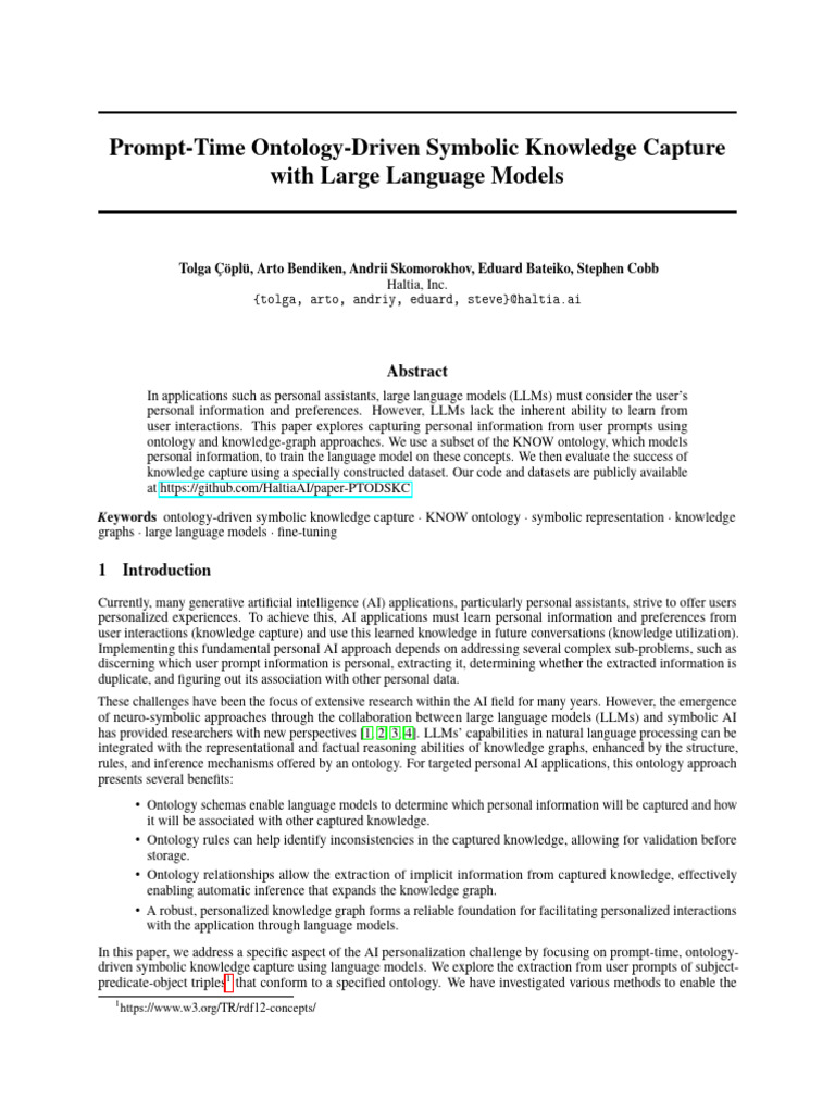 Enhancing LLMs with Ontology-Driven Knowledge Capture | PDF ...