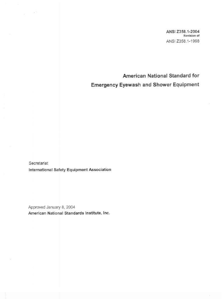 Ansi z358 1 2004 safety showers