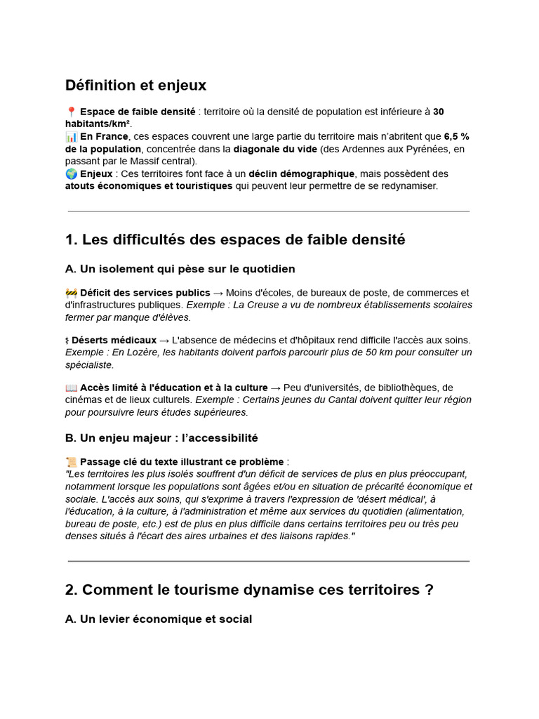 espaces a faible densité | PDF | Tourisme