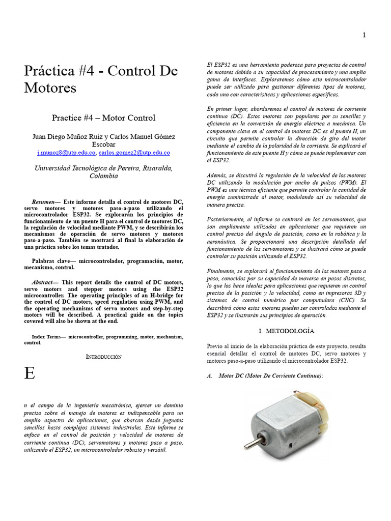 Control de Motores con ESP32 | PDF | Motor eléctrico | Cambiar