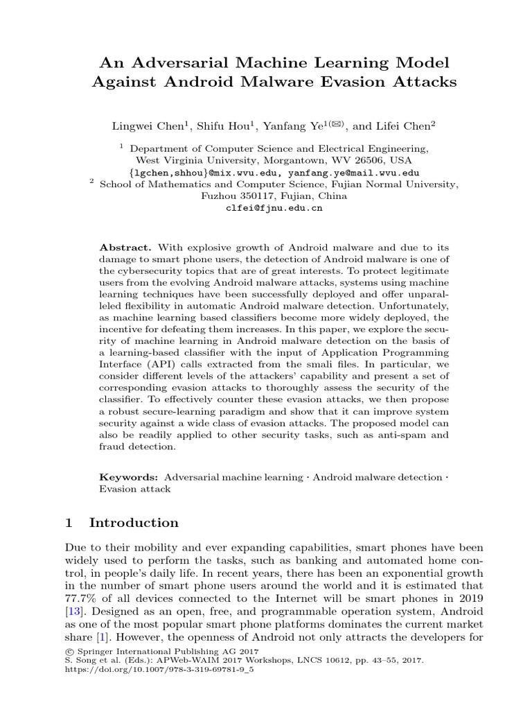 Adversarial ML for Android Malware Detection | PDF | Malware | Machine ...