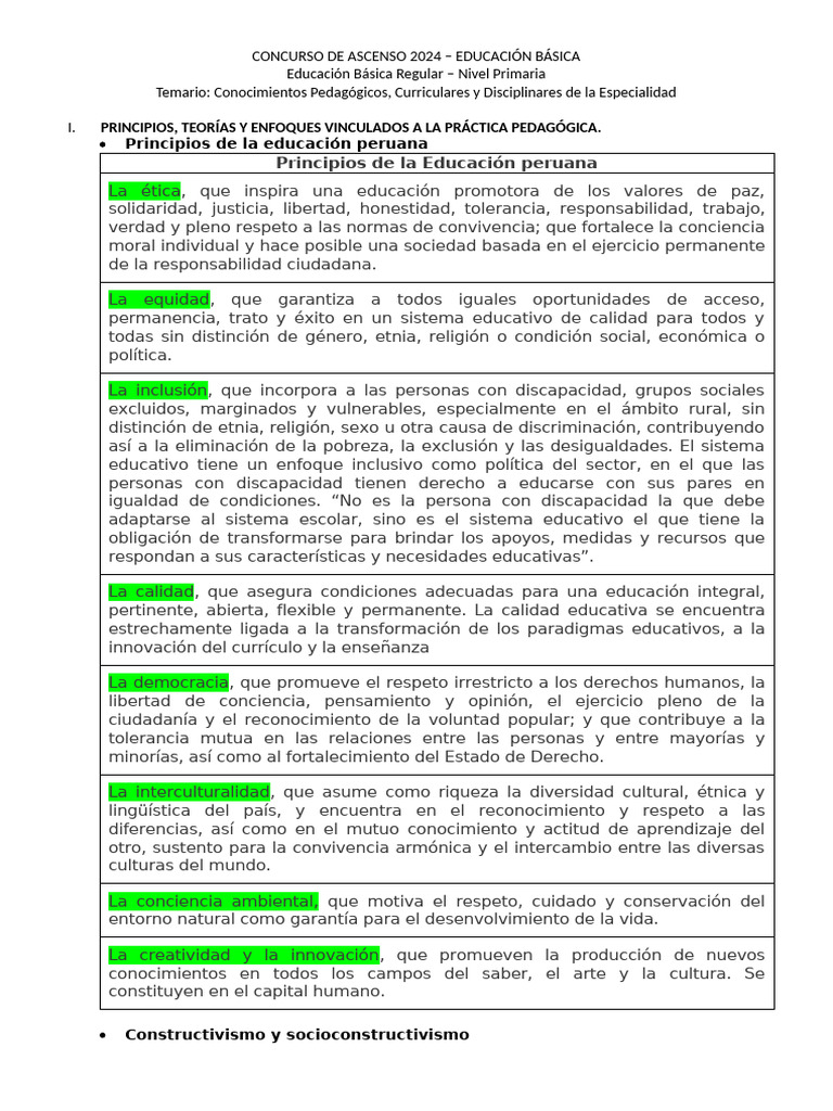 Temario Concurso Ascenso 2024 Educación Básica | PDF | Plan de estudios ...