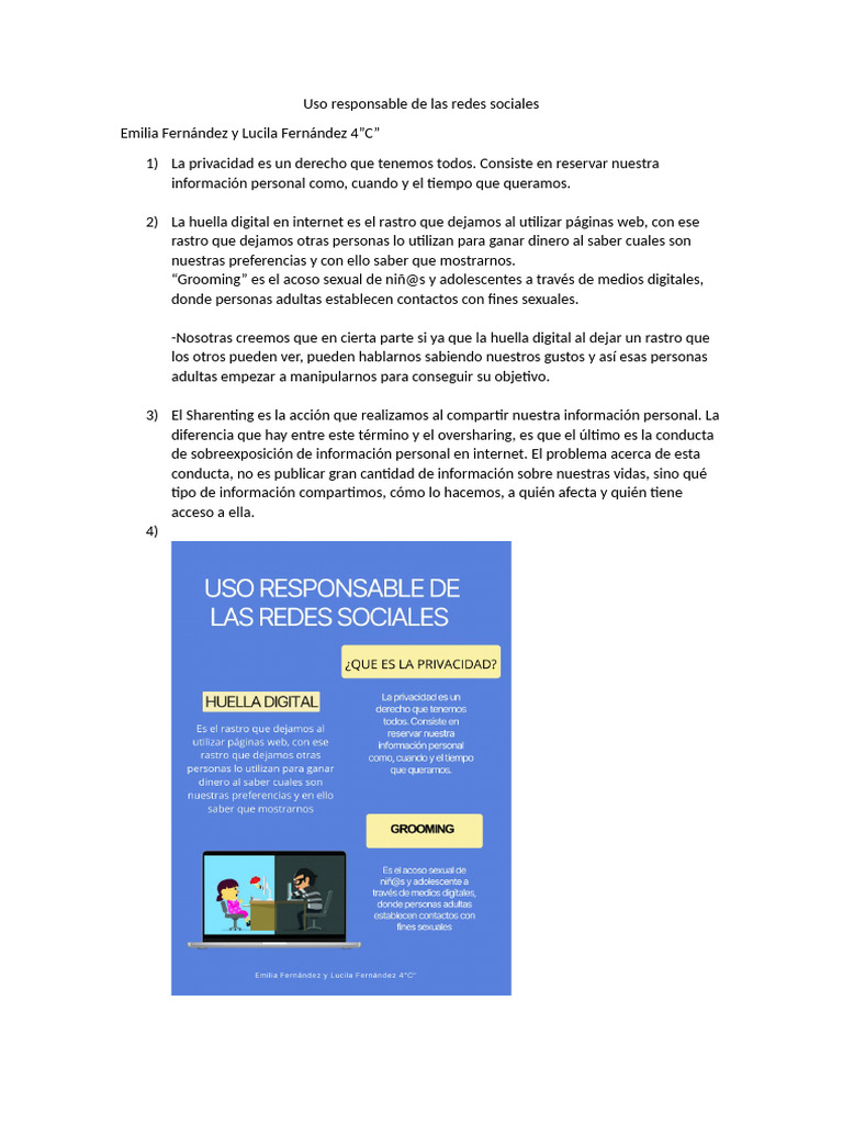 Uso Responsable de Las Redes Sociales Emilia y Lucila | PDF ...