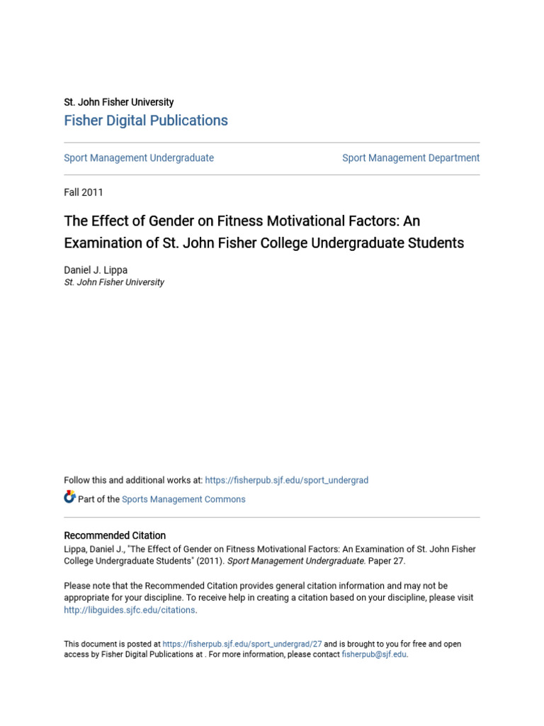 Gender Differences in Fitness Motivation | PDF | Chi Squared Test ...