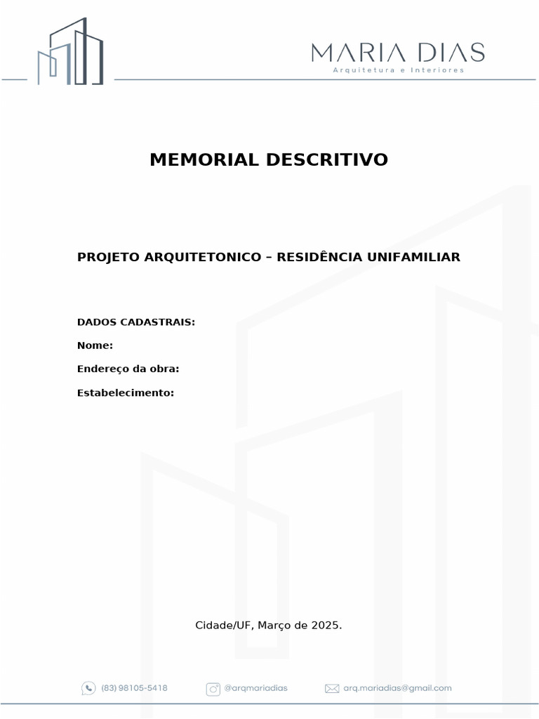 Memorial Descritivo: Reforma de Fachada | PDF | Elementos ...