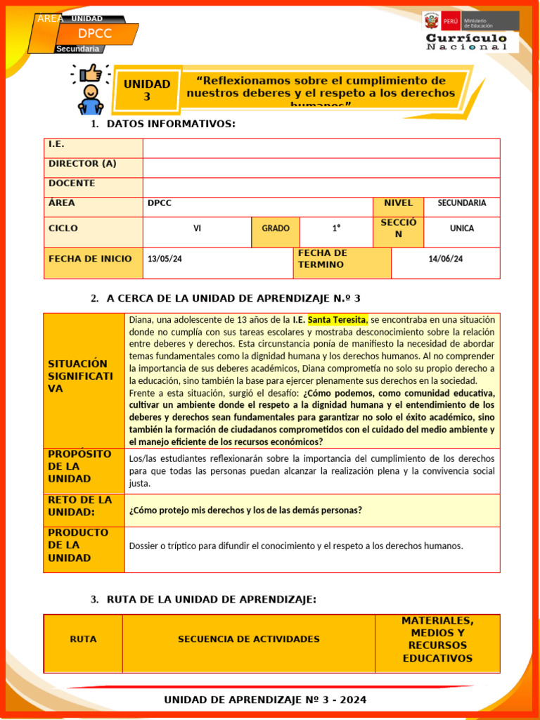 1º Unidad 3 DPCC - 2024 | PDF | Aprendizaje | Multimedia