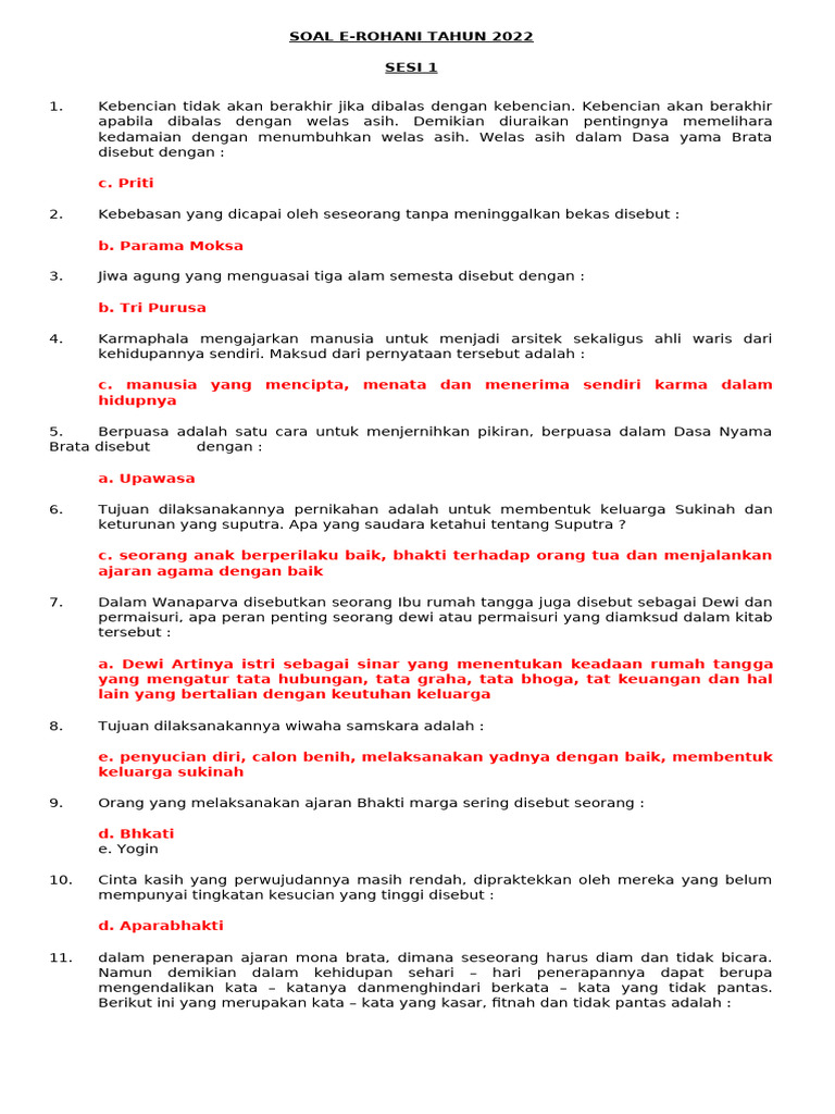 Kunci Jawaban E-Rohani 2025 | PDF