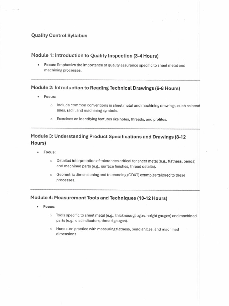 Quality Control Syllabus & Calendar | PDF