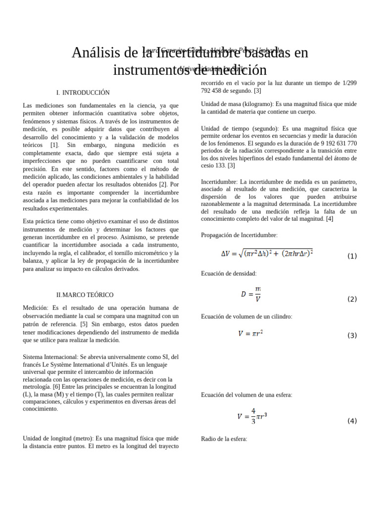 Análisis de Incertidumbre en Mediciones | PDF | Medición | Instrumentación