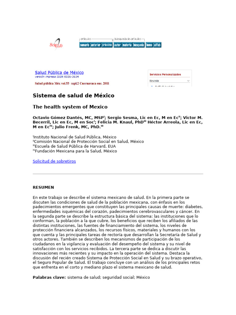Análisis del Sistema de Salud en México | PDF | Medicina | Cuidado de ...