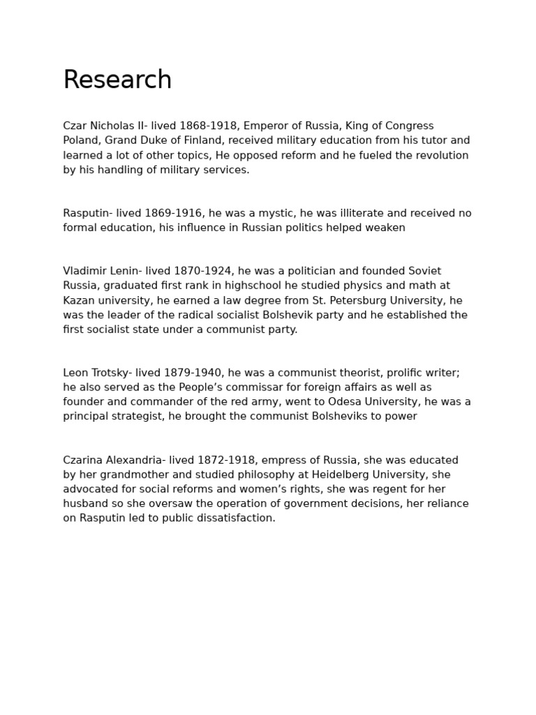 Key Figures of Russian Revolution | PDF