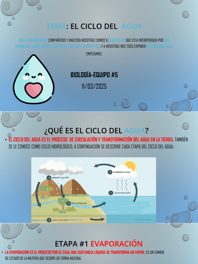 Ciclo Del Agua Proyecto Equipo #5 1.a | PDF | El ciclo del agua | Agua