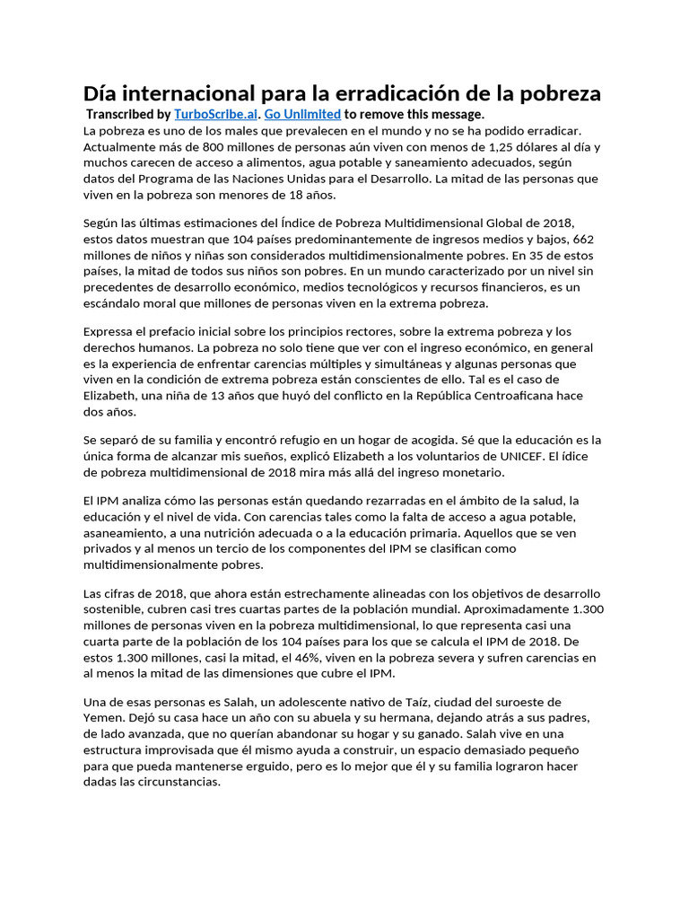 Erradicación de la Pobreza: Realidad Global | PDF | Pobreza | Pobreza e ...