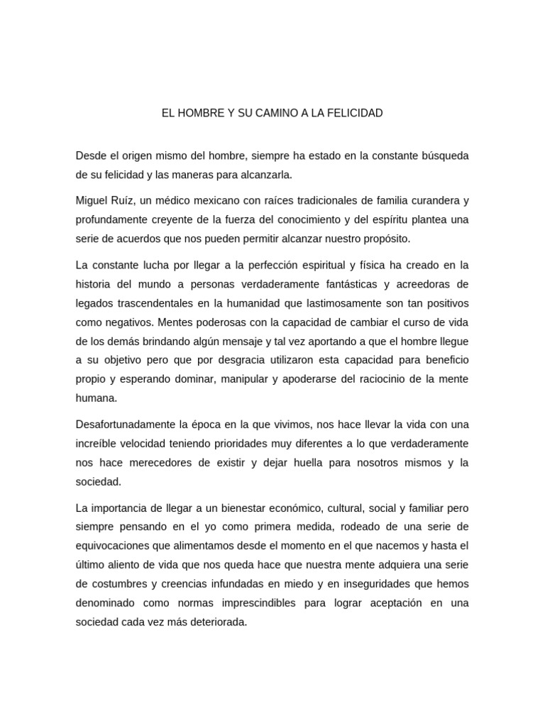 Camino hacia la felicidad personal | PDF | Felicidad | Pensamiento