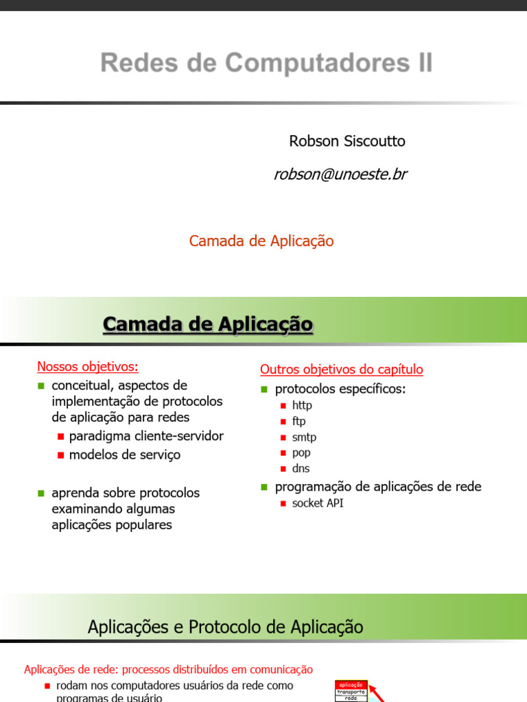 Protocolos da Camada de Aplicação em Redes | PDF | Protocolo de ...