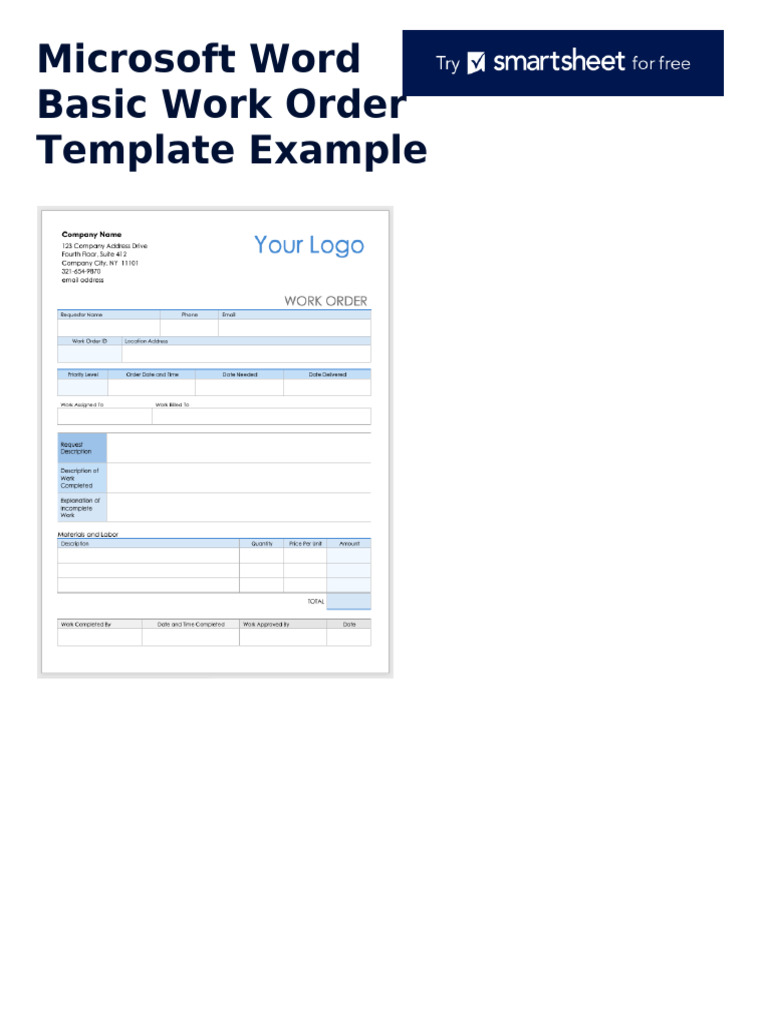 Free HVAC Work Order Template | PDF | Temperature | Electromechanical ...