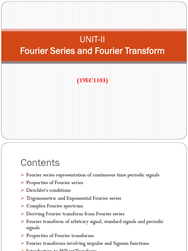 Fourier Series and Transform Overview | PDF | Fourier Series | Fourier ...