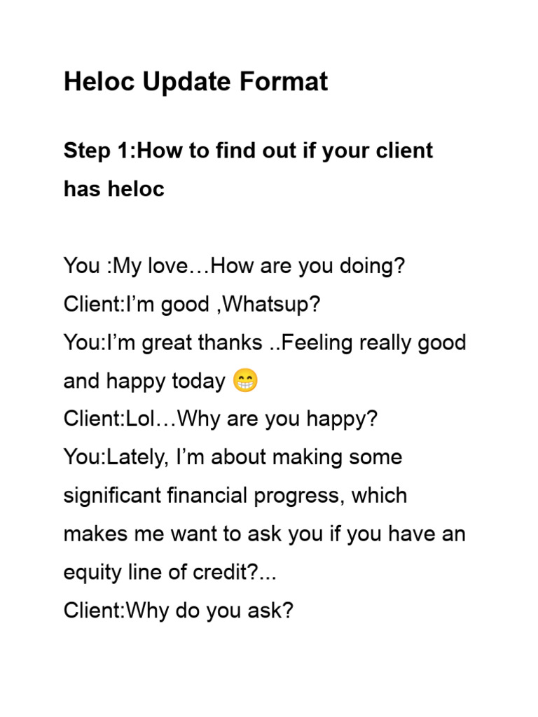 HELOC Update Process for Clients | PDF