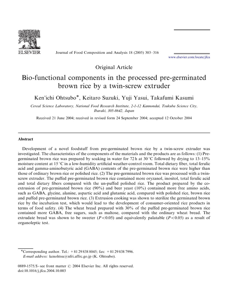 Bio-functional Rice from Extrusion Cooking | PDF | Rice | Alanine