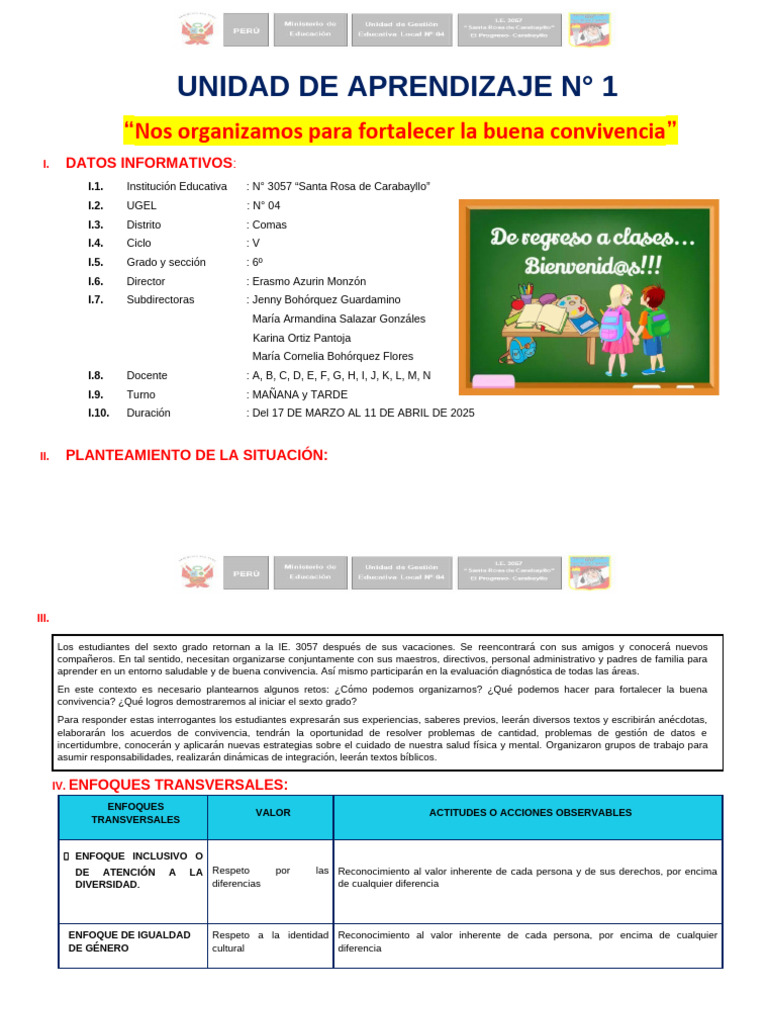 Unidad de Aprendizaje 1 Sexto Grado - E.D | PDF | Datos | Información