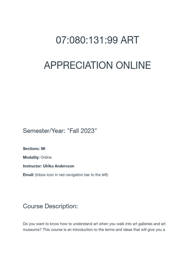 Rutgers Online Art Appreciation Course | PDF | Distance Education