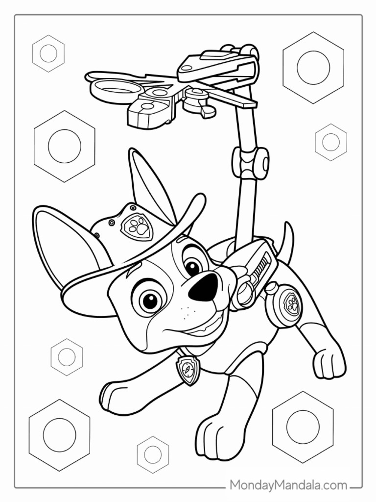 Coloring Sheet of Tracker From Paw Patrol | PDF