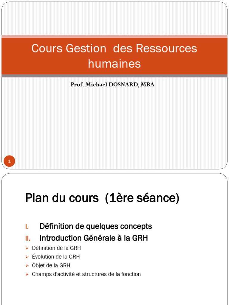 Introduction à la Gestion des Ressources Humaines | PDF | Gestion des ...