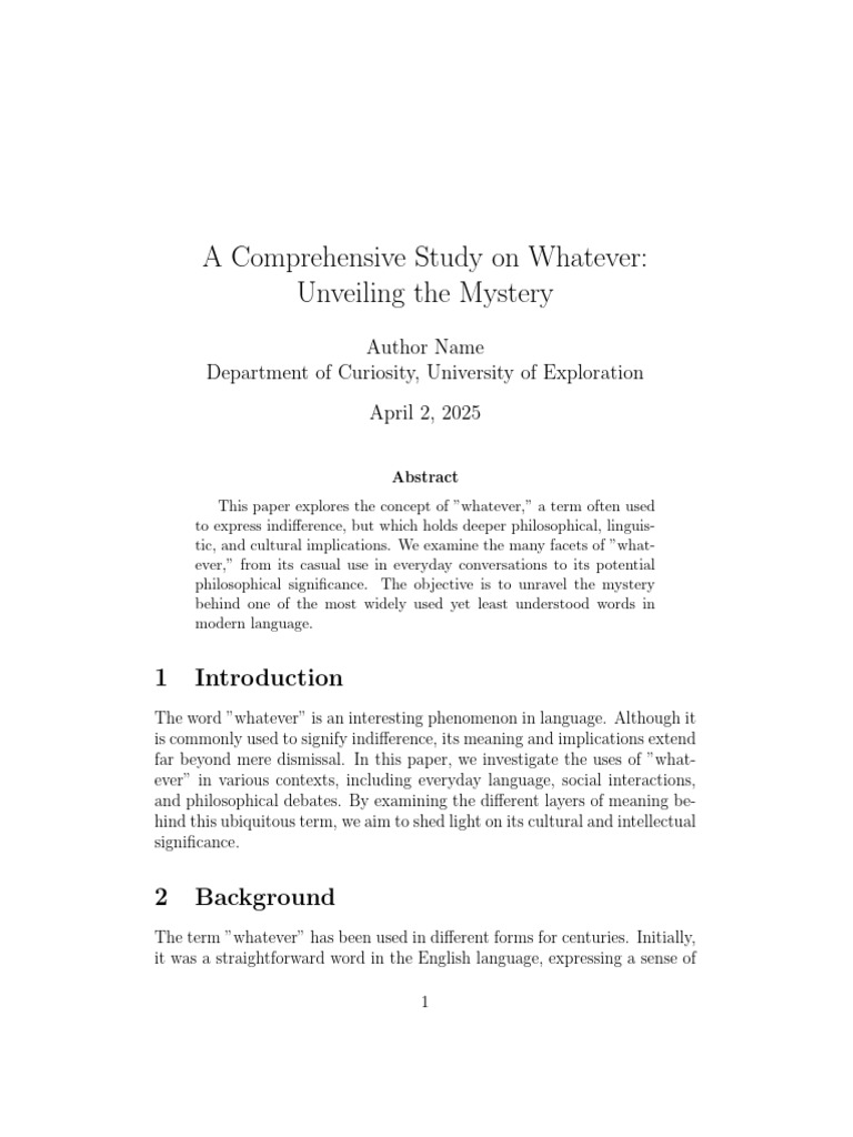 A Comprehensive Study on Whatever: Unveiling the Mystery | PDF ...
