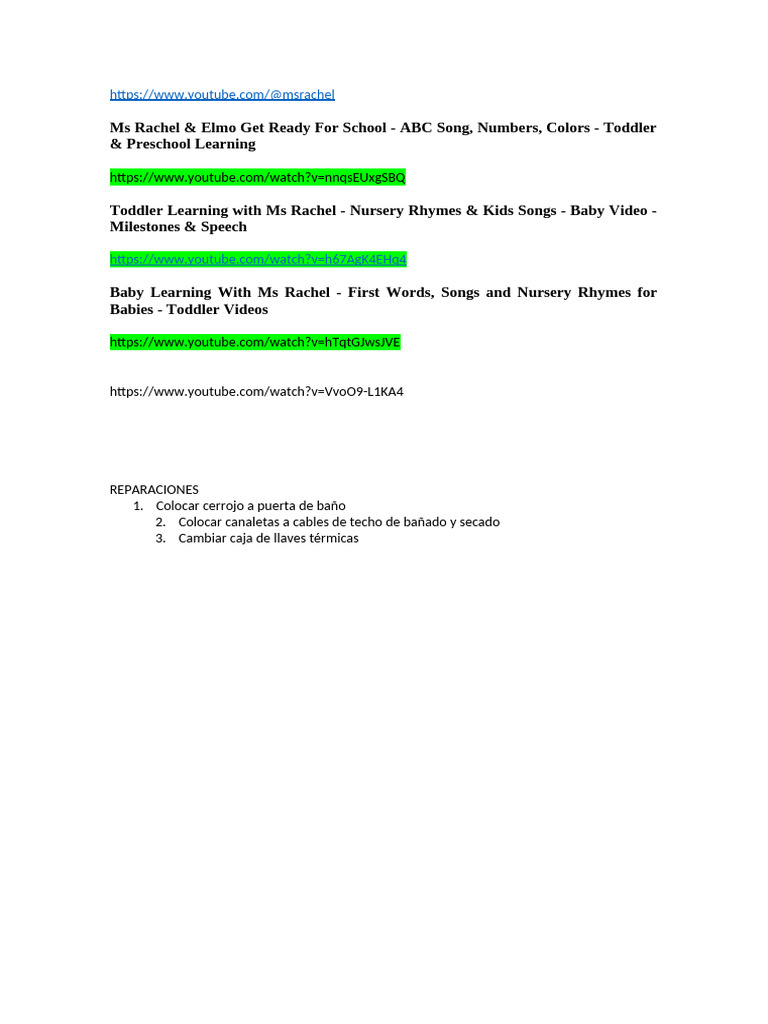 Download Ms Rachel Learning Resources | PDF