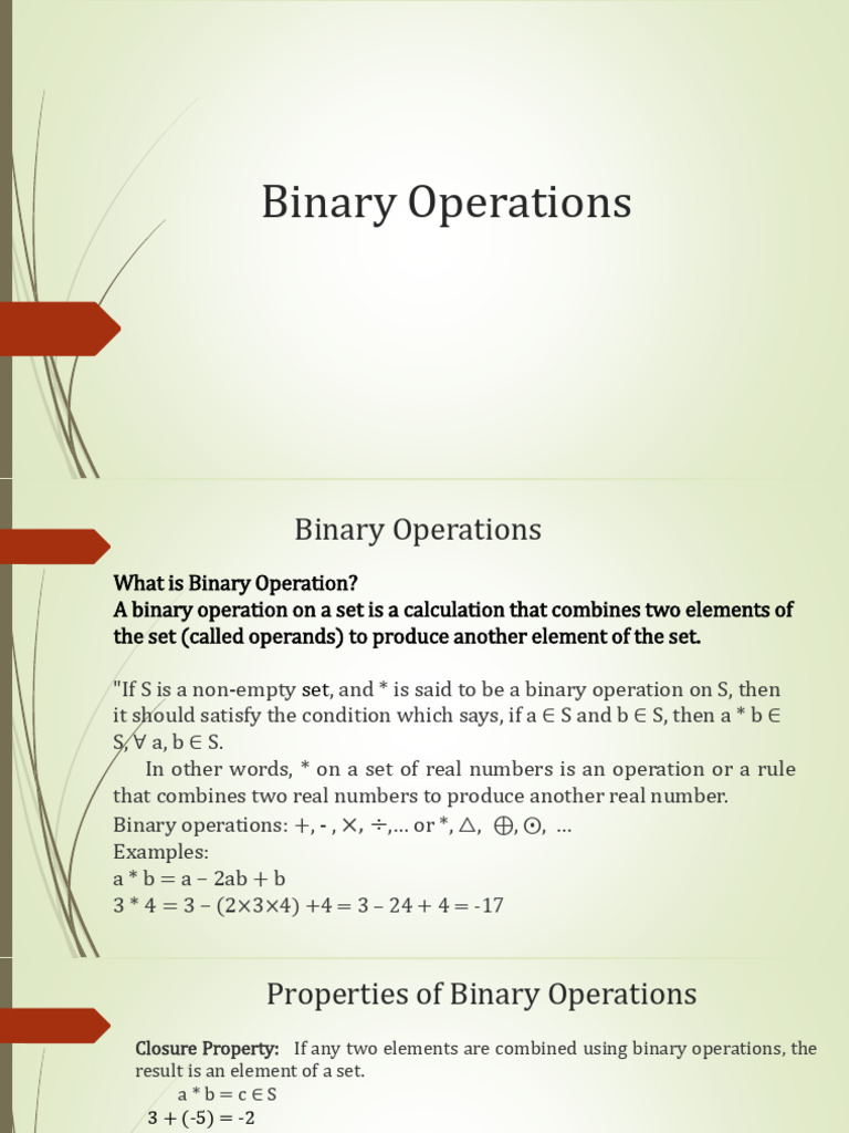 Understanding Binary Operations | PDF | Mathematical Logic ...