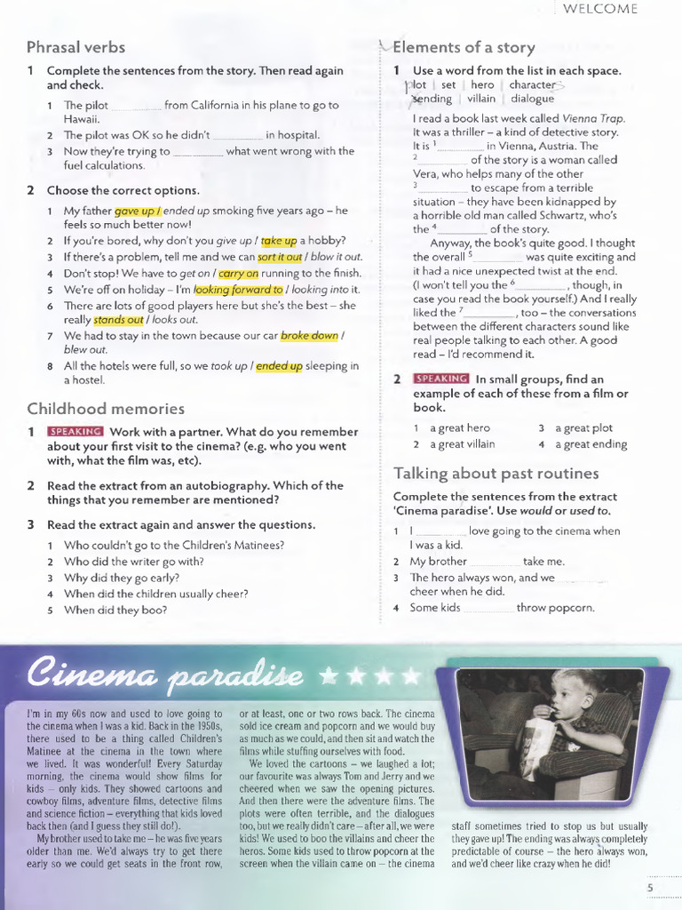 Phrasal Verbs and Story Elements Guide | PDF | Movie Theater