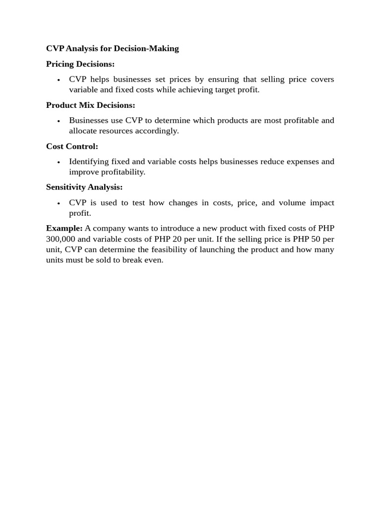 CVP Analysis For Decision | PDF