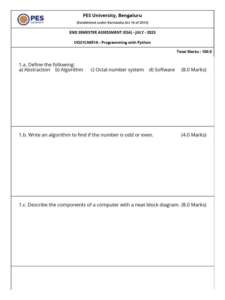 Python Programming End Semester Assessment | PDF