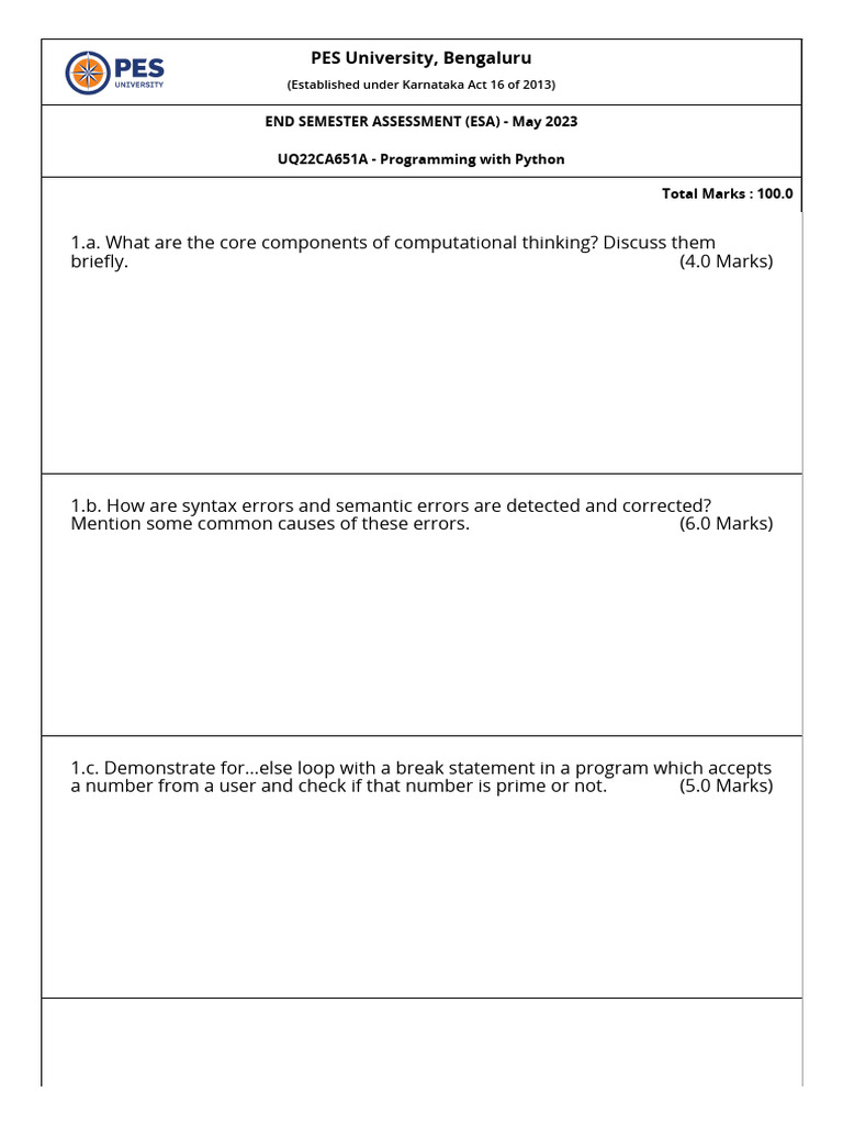 Pyqp 23 | PDF | Class (Computer Programming) | Control Flow