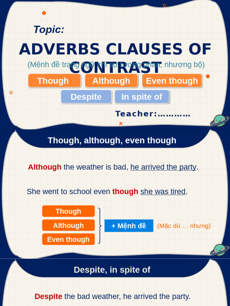 Adverbial Clauses of Contrast Explained | PDF