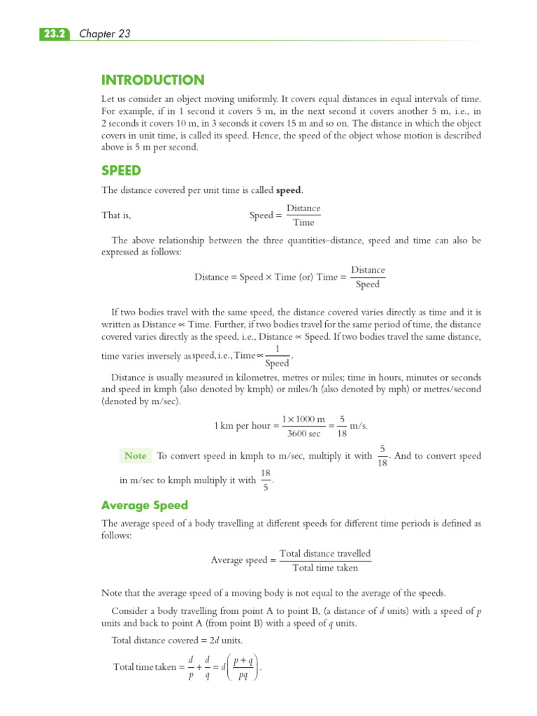 Speed and Distance Relationship | PDF | Speed | Physics