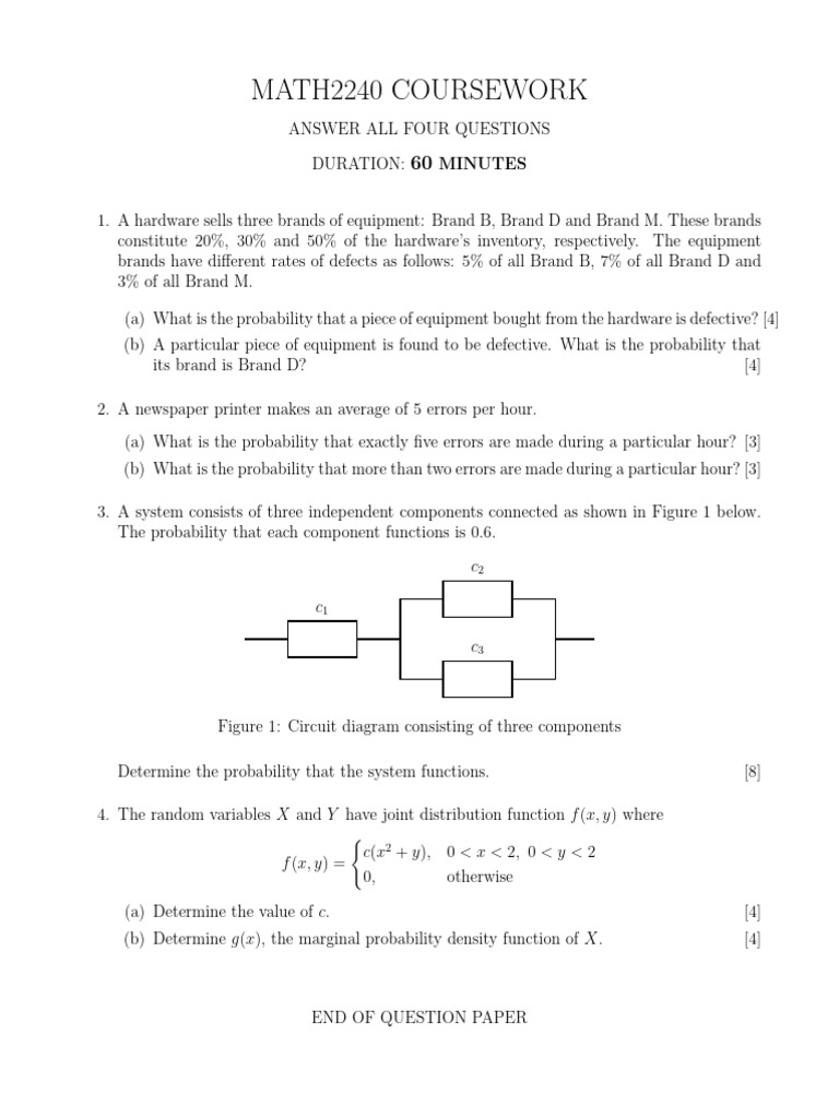 MATH2240 Probability Coursework | PDF | Probability | Statistical Theory