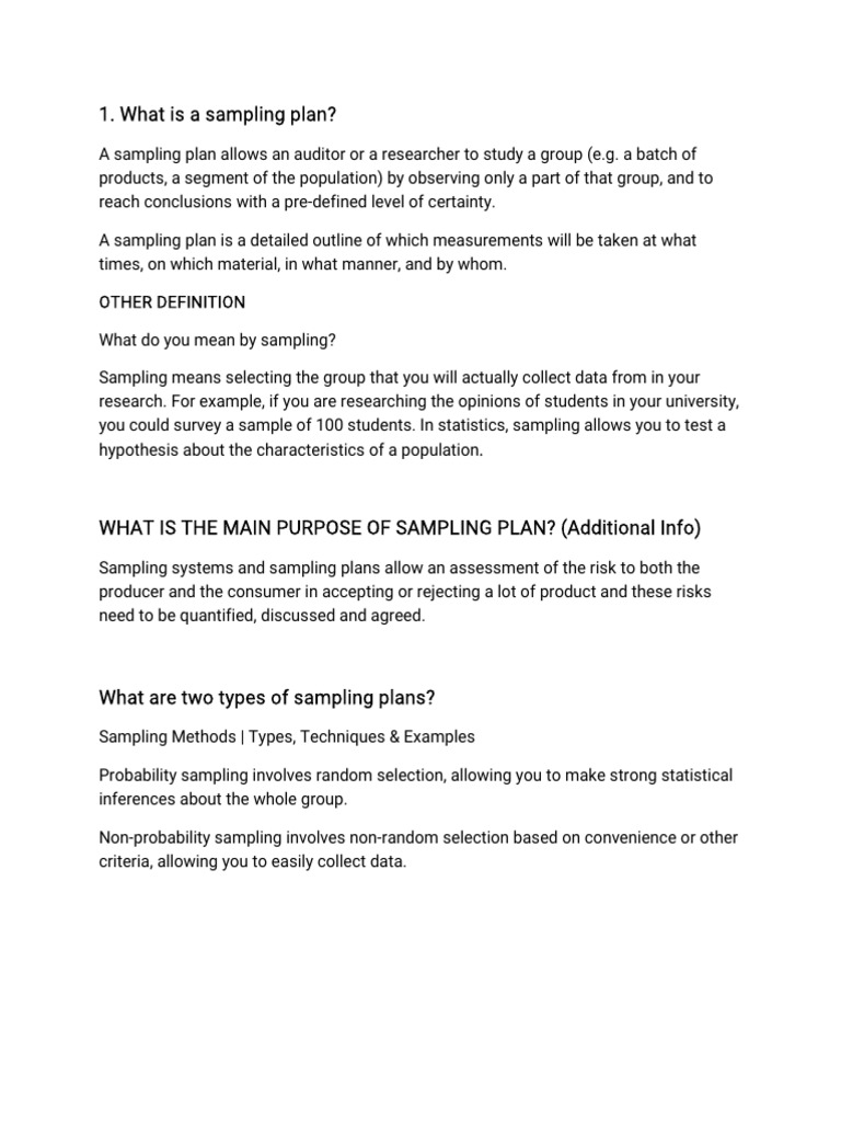 Understanding Sampling Plans in Quality Control | PDF