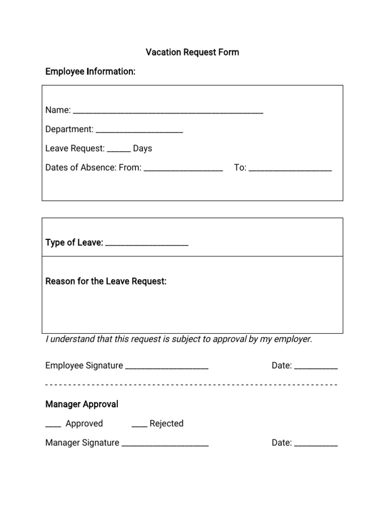 Vacation Request Form Template | PDF