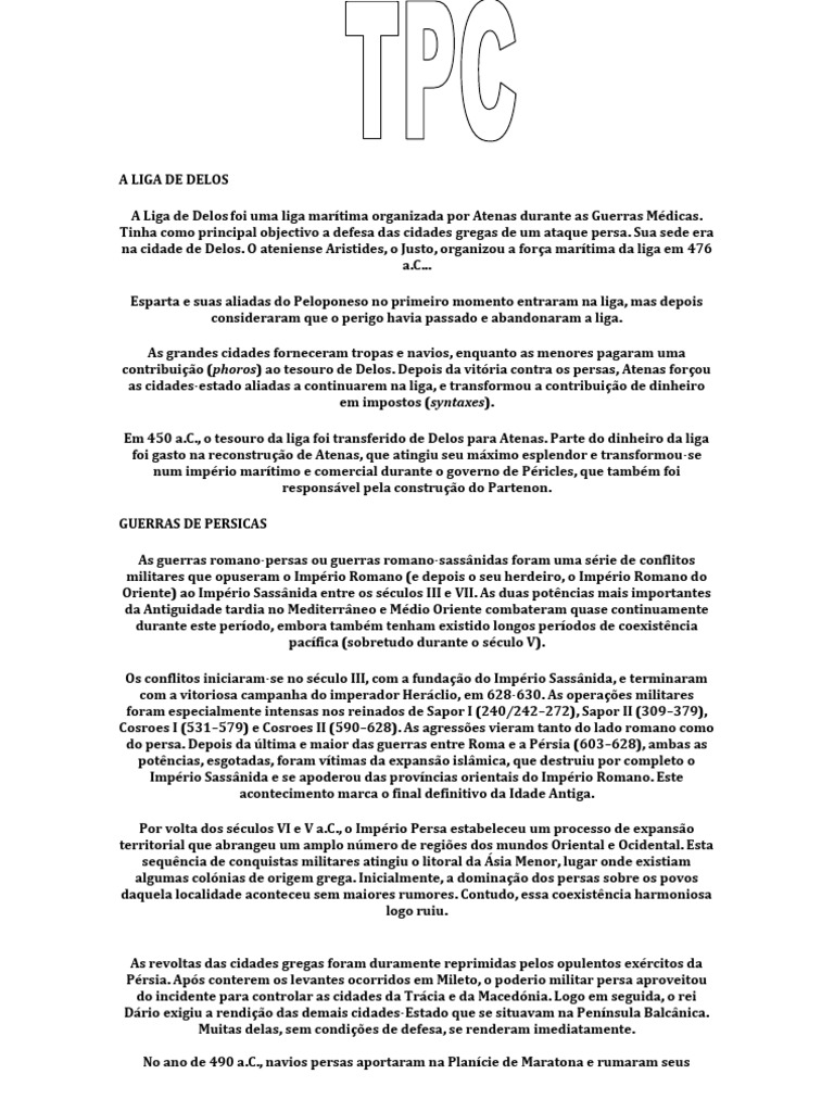 A Liga de Delos PDF Grécia Antiga Império Aquemênida