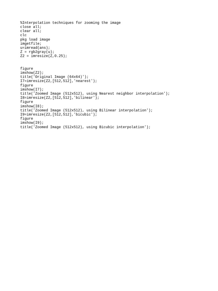 Image Zooming: Interpolation Techniques | PDF