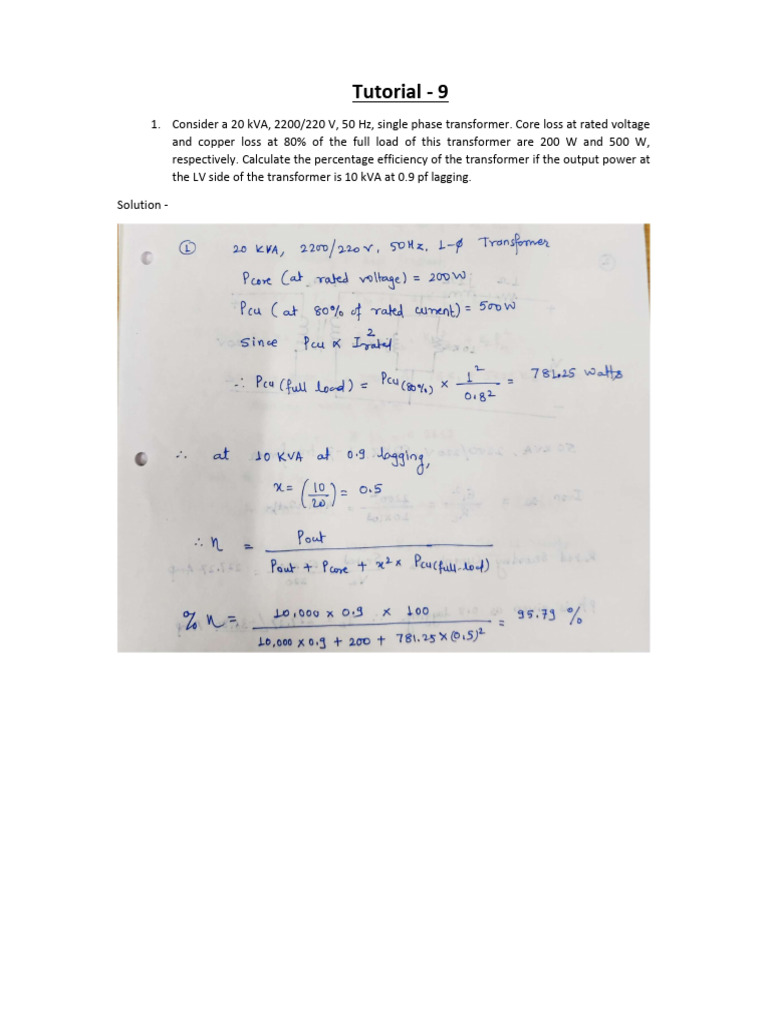 Transformer Efficiency and Loss Calculations | PDF