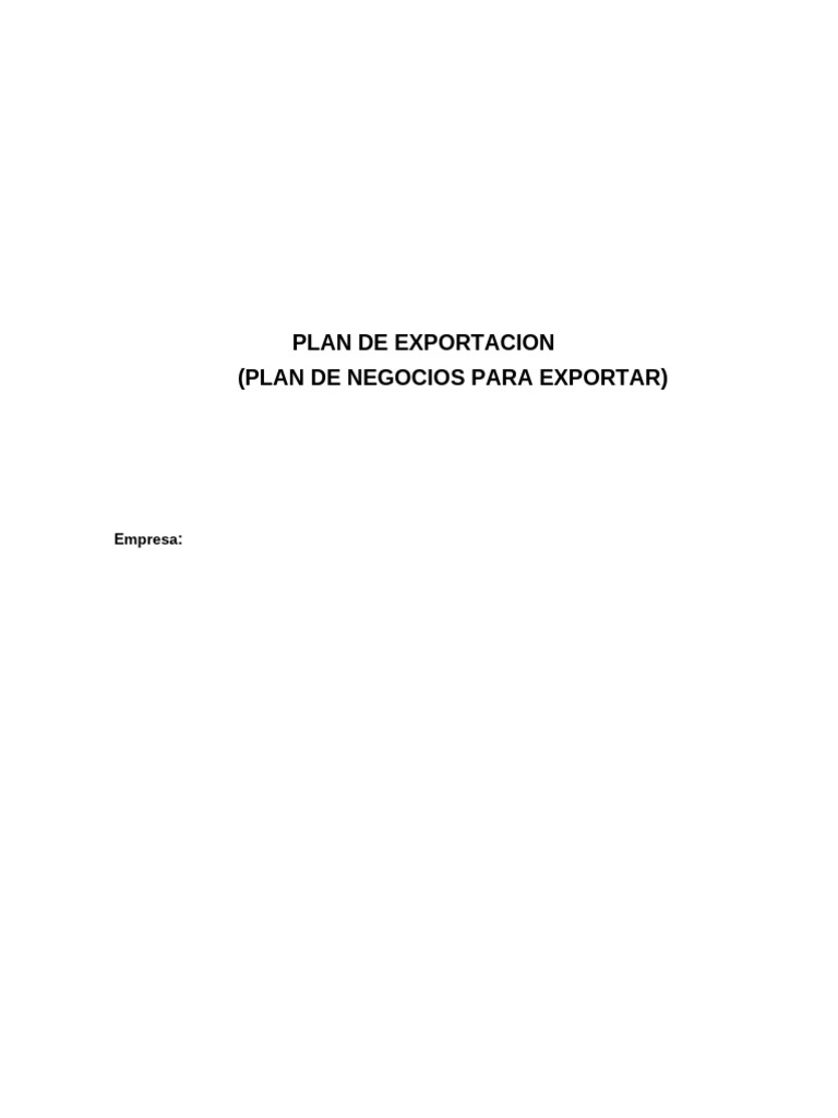 Plan de Exportación Empresarial | PDF | Exportaciones | Mercado (economía)