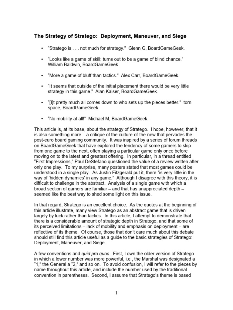 The Strategy of Stratego | PDF | Maneuver Warfare | Fortification